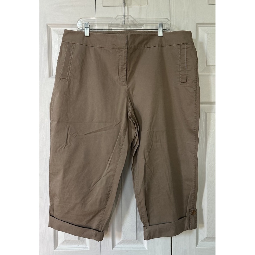 Eileen Fisher Womens XL Tan Khaki Cropped Pull On Lightweight